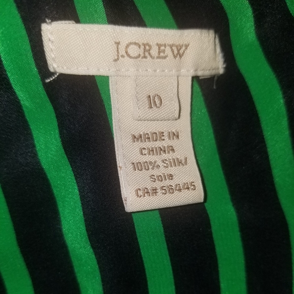 J.Crew J.Crew 100% Silk Green And Navy Blue Striped Buttom Up Top - Picture 4 of 4